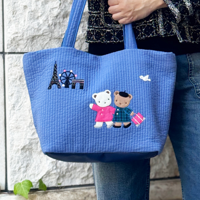 familiar ピオヌンナルvoyage トートバッグ 青 バッグ（voyage