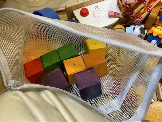 【セリア ビニールケース】積み木やブロックも収納できます