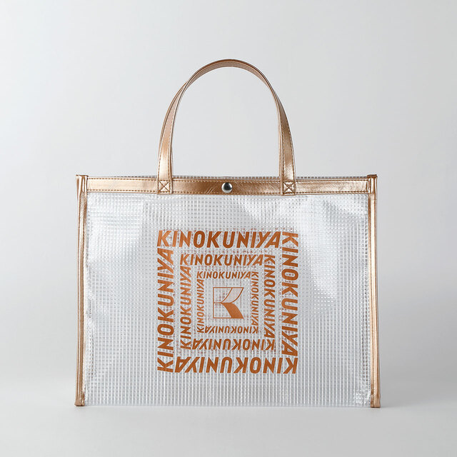 【紀ノ国屋 クリアミディアムバッグ】ゴールド
